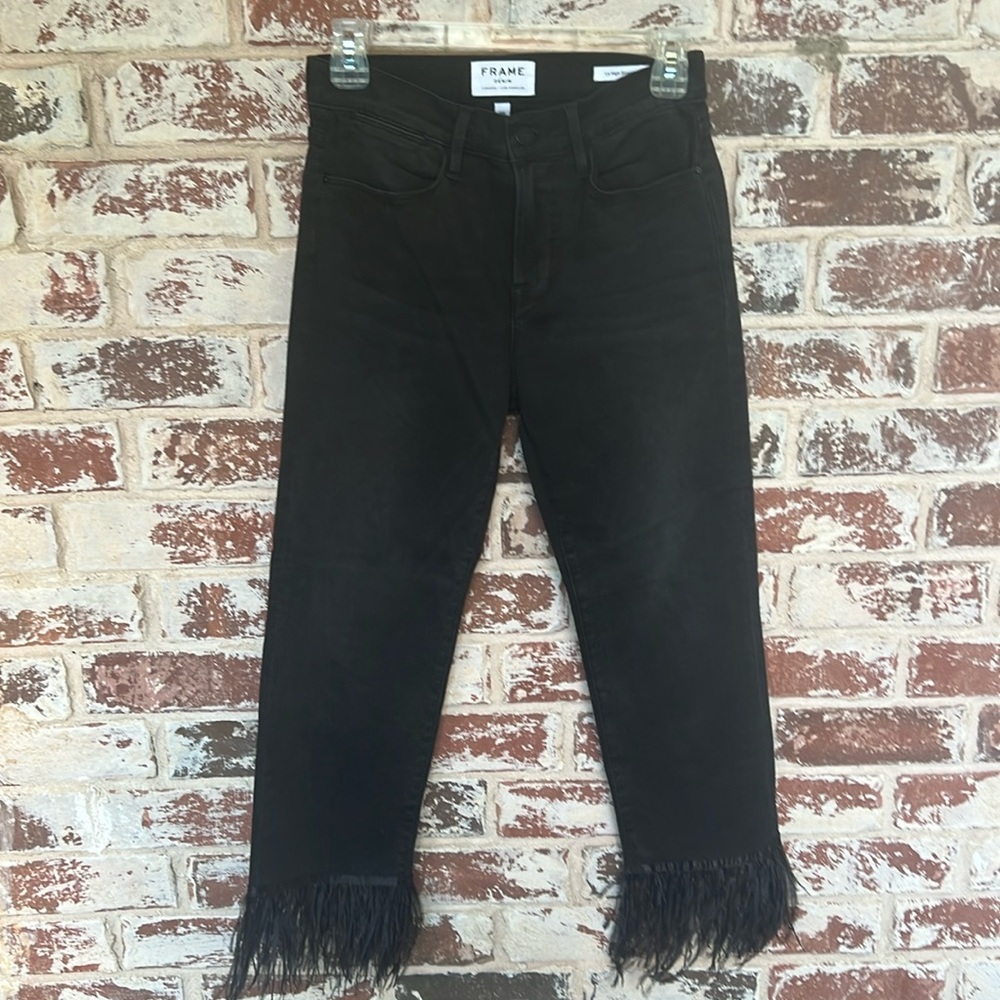 FRAME Le High Straight Feather-Cuff Jeans in Ludlow